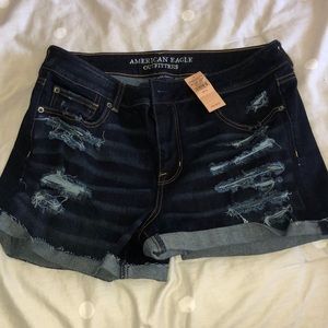 American Eagle Dark Wash Ripped Shorts